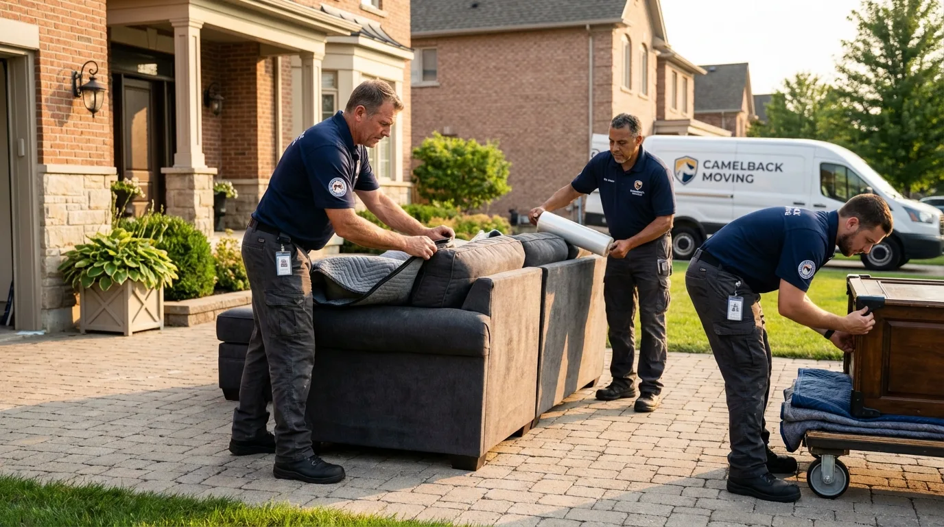 Large estate moving crew wrapping furniture in Knox, PA