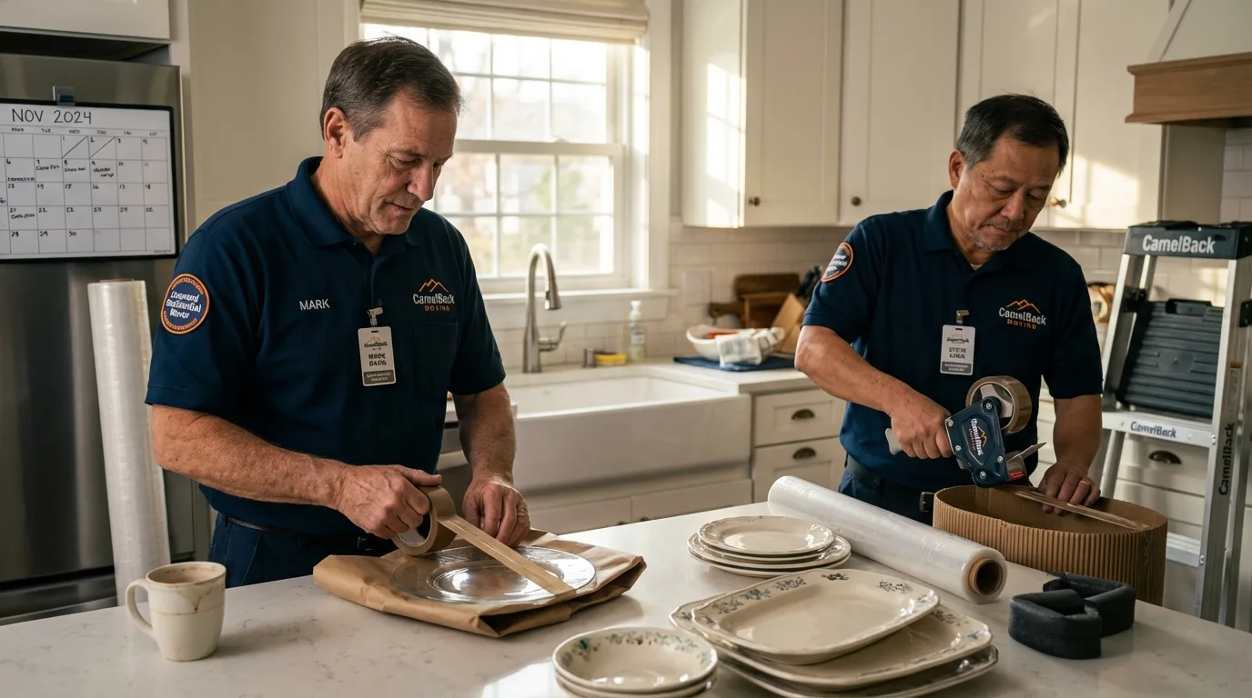 Professional crew packing kitchen dishware in Knox, PA
